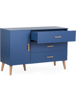 Bond blue wooden chest of drawers for the children's bedroom with removable changing table - Childhome