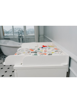 Universal changing table compatible with IKEA series dresser in white birch wood - Convertible into storage shelf -
