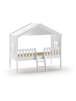 Letto Casetta per Bambini in legno bianco Housebed 90x200 con Scaletta - Vipack
