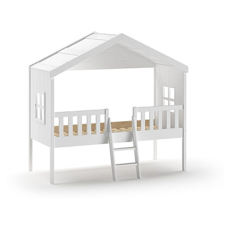 Letto Casetta per Bambini in legno bianco Housebed 90x200 con Scaletta - Vipack