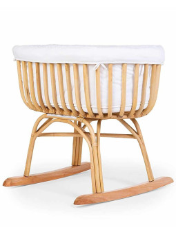 Rocking cradle in natural rattan for babies from 0 to 6 months - Mattress included