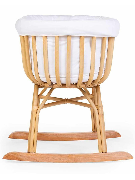 Culla a dondolo in rattan naturale per bambini da 0 a 6 mesi - Materasso incluso