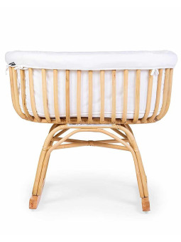 Culla a dondolo in rattan naturale per bambini da 0 a 6 mesi - Materasso incluso