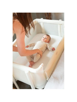 Evolux Co-sleeper evolutionary cradle in white and natural wood for children from 0 to 6 months