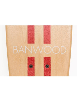 Skateboard per bambini da 3 anni in su in legno naturale e strisce rosse stile California degli anni 70 - Banwood