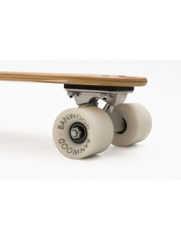 Skateboard per bambini da 3 anni in su in legno naturale e strisce rosse stile California degli anni 70 - Banwood