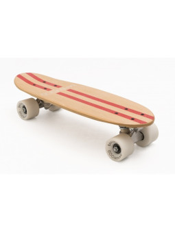 Skateboard for children aged 3 and up, 70s California style natural wood red stripes - Banwood