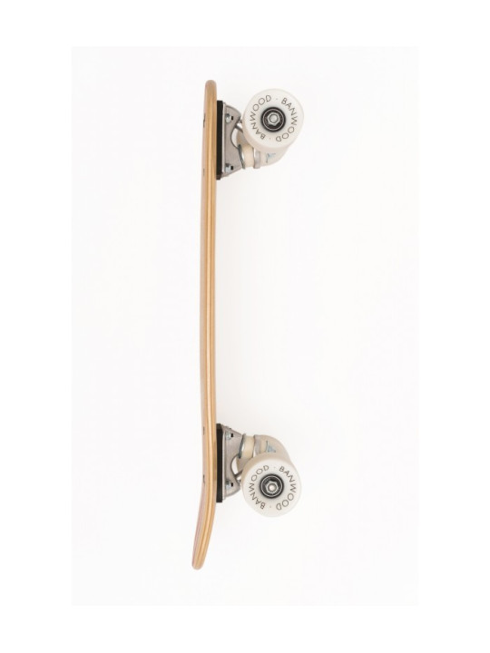 Skateboard per bambini da 3 anni in su in legno naturale e strisce rosse stile California degli anni 70 - Banwood