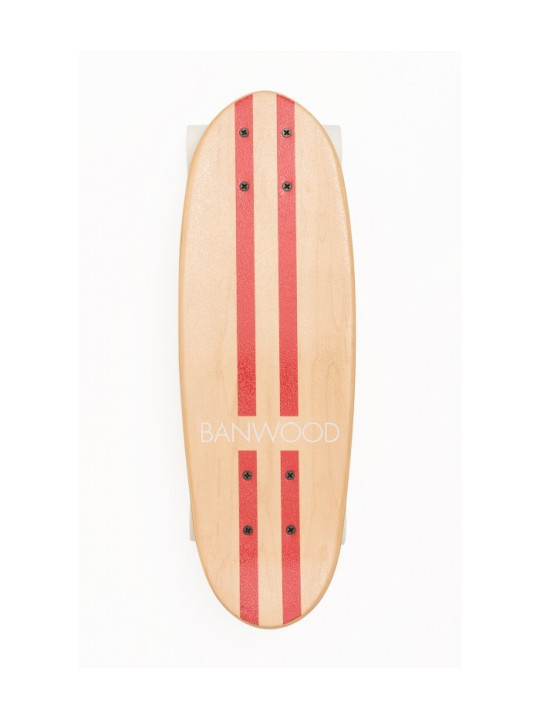 Skateboard for children aged 3 and up, 70s California style natural wood red stripes - Banwood