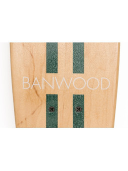Skateboard per bambini da 3 anni in su in legno naturale e strisce verdi stile California degli anni 70 - Banwood