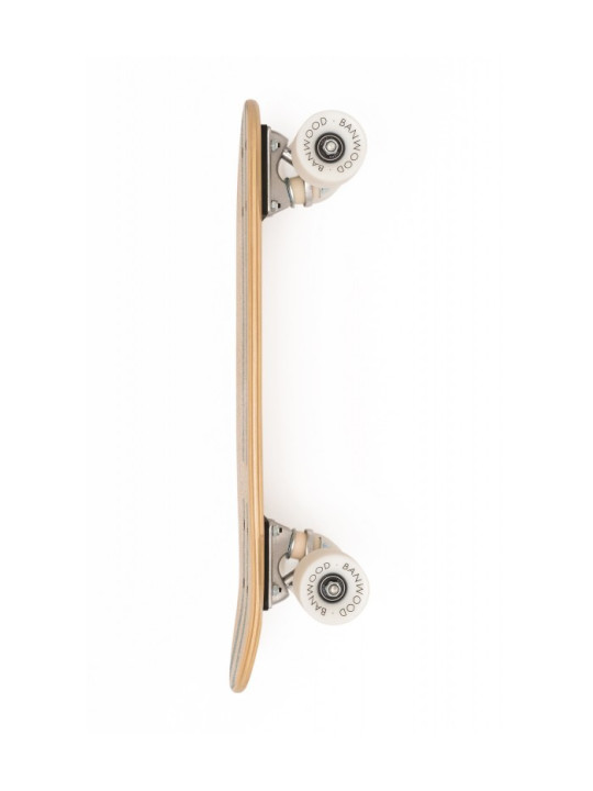 Skateboard for children aged 3 and up, 70s California style natural wood green stripes - Banwood