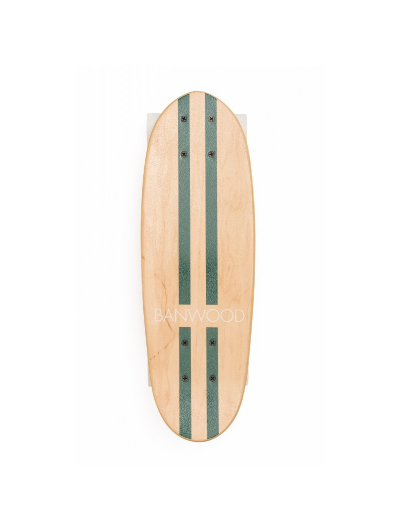 Skateboard for children aged 3 and up, 70s California style natural wood green stripes - Banwood