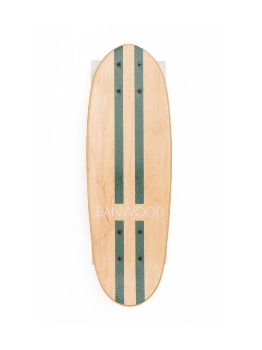 Skateboard per bambini da 3 anni in su in legno naturale e strisce verdi stile California degli anni 70 - Banwood
