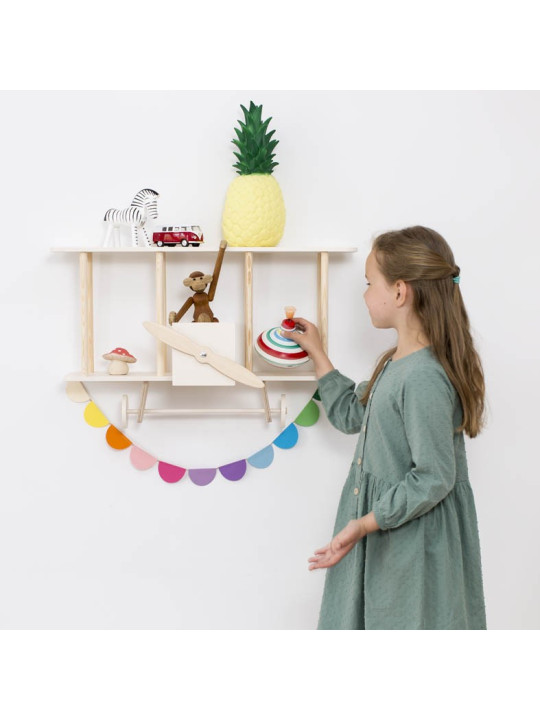 Mensola in legno bianco per Bambini Biplano "Dashy"