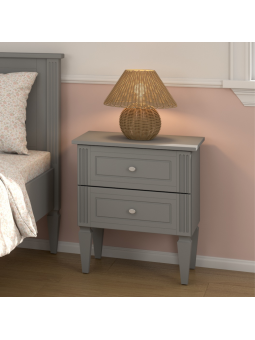 Comodino per la cameretta dei bambini in legno grigio neutro dallo stile classico collezione Ines by BellAmy