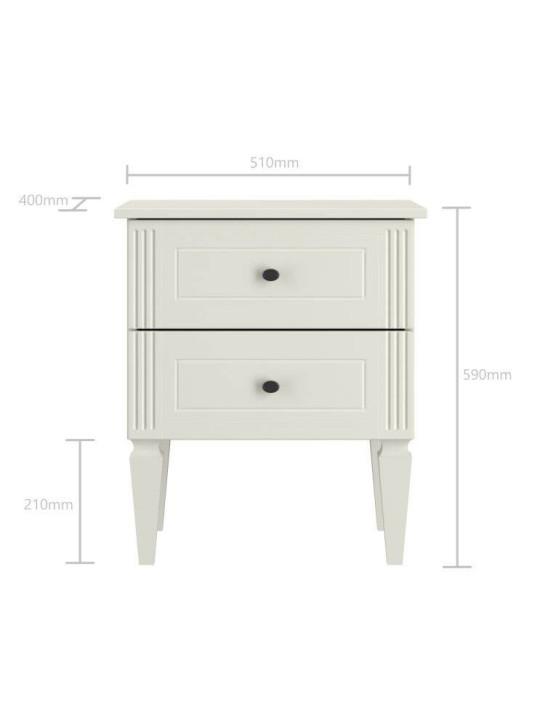 Bedside table for the children's bedroom in neutral white wood with a classic style, Ines collection by BellAmy