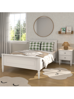 Letto singolo 120x200 per la cameretta dei bambini in legno bianco stile classico collezione Ines by BellAmy