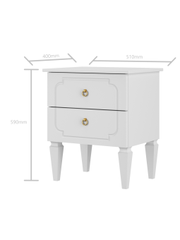 Bedside table for the children's bedroom in neutral white wood with a classic style, Royal collection by BellAmy