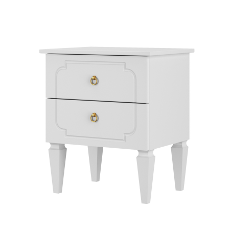 Bedside table for the children's bedroom in neutral white wood with a classic style, Royal collection by BellAmy