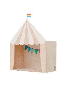 Mensola Ripiano Scaffale a forma di tenda da circo in Legno naturale e bianco per Cameretta dei Bambini