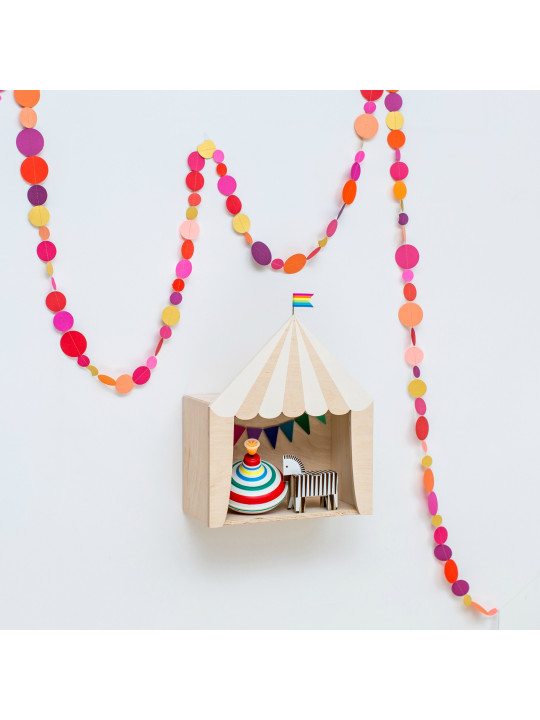 Mensola Ripiano Scaffale a forma di tenda da circo in Legno naturale e bianco per Cameretta dei Bambini