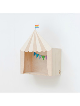 Mensola Ripiano Scaffale a forma di tenda da circo in Legno naturale e bianco per Cameretta dei Bambini