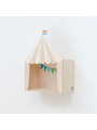 Mensola Ripiano Scaffale a forma di tenda da circo in Legno naturale e bianco per Cameretta dei Bambini