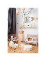 Circus Tent Shelf in Natural Wood and Dusty Pink with fluttering gold flag for Children's Bedroom