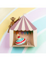 Circus Tent Shelf in Natural Wood and Dusty Pink with fluttering gold flag for Children's Bedroom