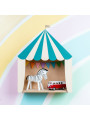 Mensola Ripiano Scaffale a forma di tenda da circo in Legno naturale e verde per Cameretta dei Bambini