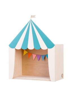 Mensola Ripiano Scaffale a forma di tenda da circo in Legno naturale e verde per Cameretta dei Bambini