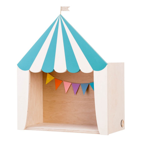 Mensola Ripiano Scaffale a forma di tenda da circo in Legno naturale e verde per Cameretta dei Bambini