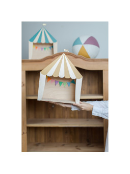 Mensola Ripiano Scaffale a forma di tenda da circo in Legno naturale e mostarda per Cameretta dei Bambini
