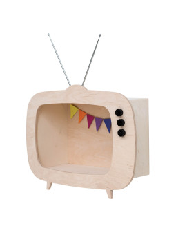Mensola Ripiano Scaffale a forma di televisione in Legno naturale per Cameretta dei Bambini