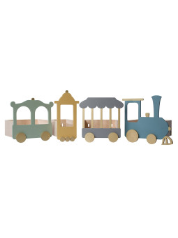 Mensola Ripiano Scaffale a forma di Trenino Locomotiva in legno grigio composta da 4 elementi - per la Cameretta dei Bambini
