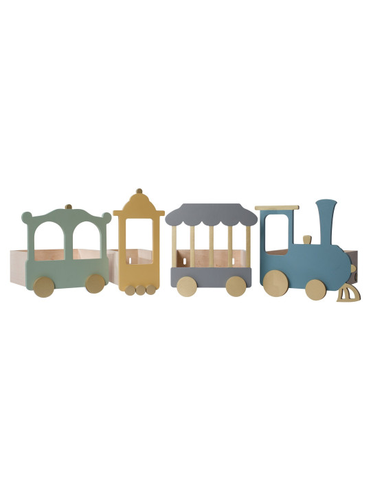 Shelf in the shape of a Train Locomotive in grey wood composed of 4 elements - For the Kids Bedroom