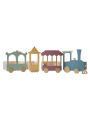 Shelf in the shape of a Train Locomotive in dusty pink wood composed of 4 elements - For the Kids Bedroom