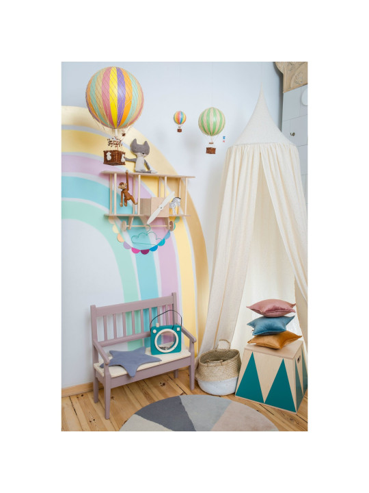 Basket Crate Box in Birch Wood Toy Box Holder for Children's Bedrooms - Trapezoidal pedestal in colored Circus style