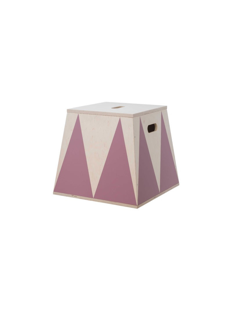 Basket Crate Box in Birch Wood Toy Box Holder for Children's Bedrooms - Trapezoidal pedestal in colored Circus style