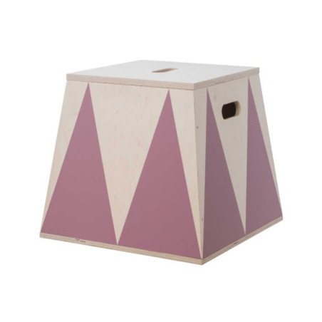 Basket Crate Box in Birch Wood Toy Box Holder for Children's Bedrooms - Trapezoidal pedestal in colored Circus style