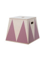 Basket Crate Box in Birch Wood Toy Box Holder for Children's Bedrooms - Trapezoidal pedestal in colored Circus style
