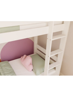 House bunk bed for children's bedrooms in solid wood 90x200 cm with ladder and extra storage space ALPY by Benlemi