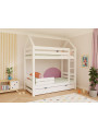 House bunk bed for children's bedrooms in solid wood 90x200 cm with ladder and extra storage space ALPY by Benlemi