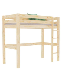 Letto rialzato a soppalco loft per camerette bambini in legno massello MAKALU by Benlemi