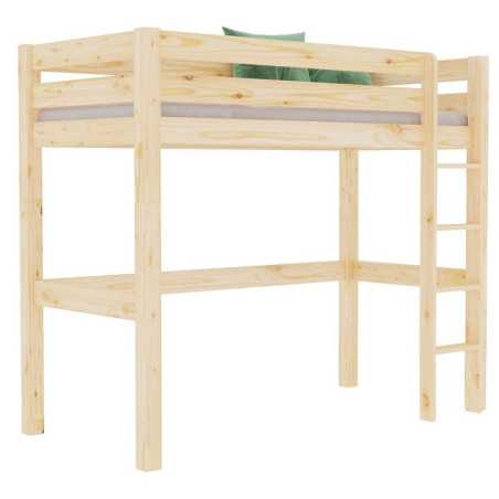Letto rialzato a soppalco loft per camerette bambini in legno massello MAKALU by Benlemi