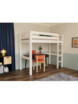 Letto rialzato a soppalco loft per camerette bambini in legno massello MAKALU by Benlemi