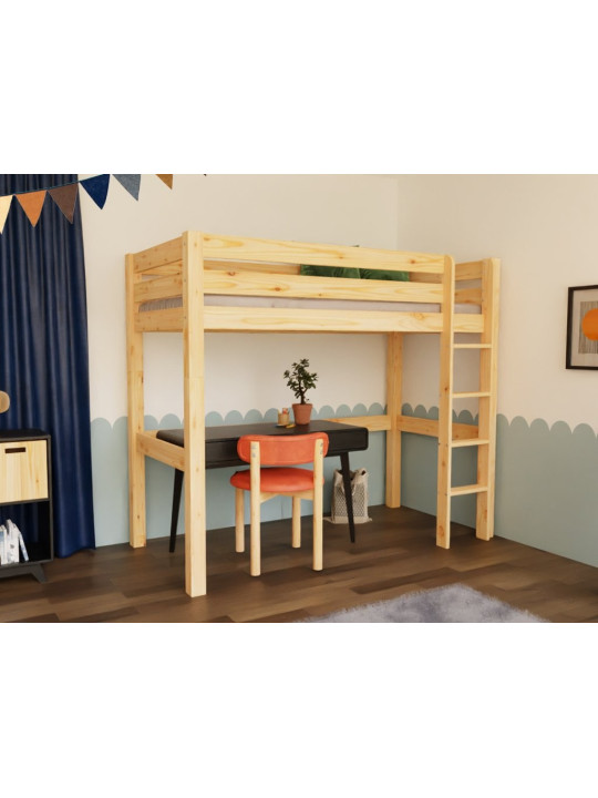 Letto rialzato a soppalco loft per camerette bambini in legno massello MAKALU by Benlemi