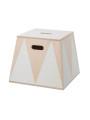 Basket Crate Box in Birch Wood Toy Box Holder for Children's Bedrooms - Trapezoidal pedestal in colored Circus style