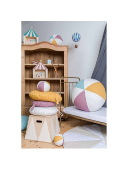 Basket Crate Box in Birch Wood Toy Box Holder for Children's Bedrooms - Trapezoidal pedestal in colored Circus style