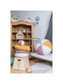 Basket Crate Box in Birch Wood Toy Box Holder for Children's Bedrooms - Trapezoidal pedestal in colored Circus style